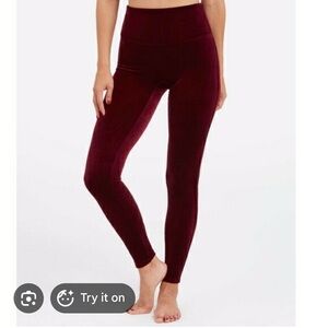 Spanx Velvet Leggings Burgundy